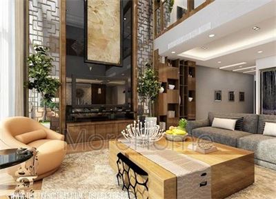 Thiết kế phòng khách căn hộ duplex Mandarin garden - chị Mai