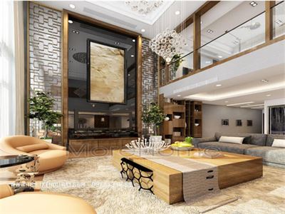 Thiết kế phòng khách duplex Mandarin garden - chị Mai