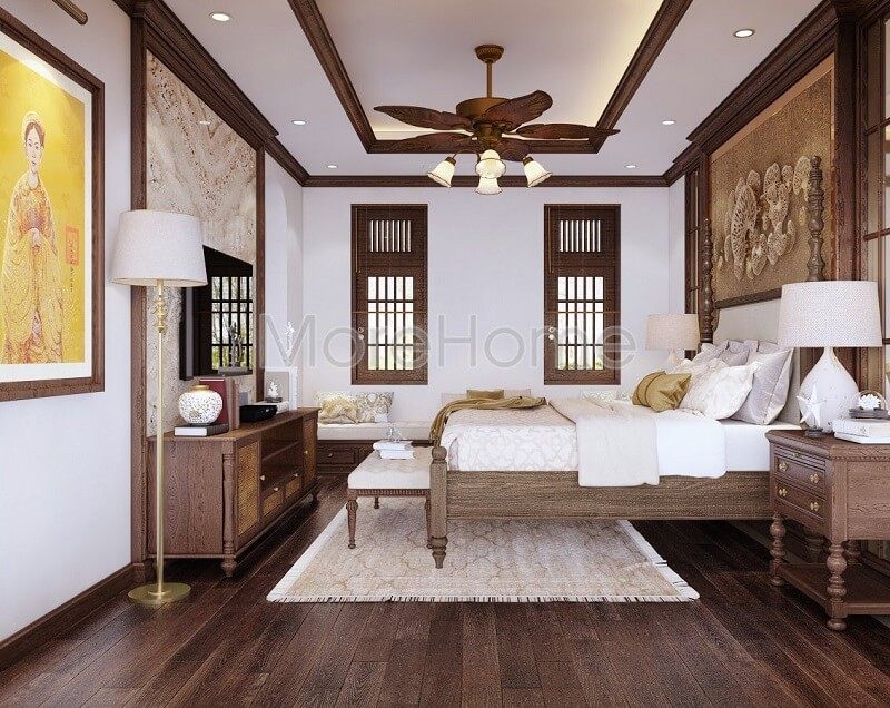 Mẫu thiết kế giường ngủ đẹp được ưa chuộng cho phòng ngủ có phong cách tân cổ điển.